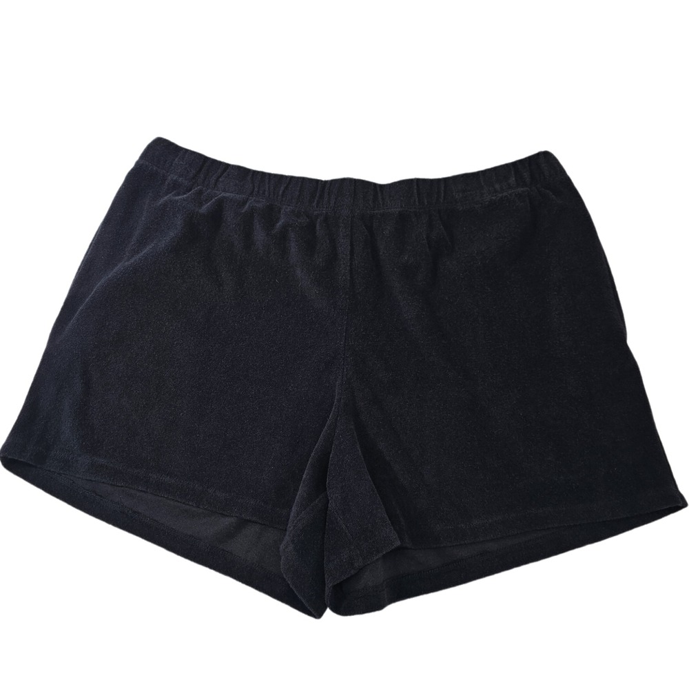 LANDS'‎ END L 14/16 Black Terrycloth Stretch Waist 4" Casual Shorts Women's EUC